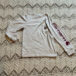 Carhartt Little Girl Size 5 Gray Long Sleeve Shirt With Adorable Pink Logo